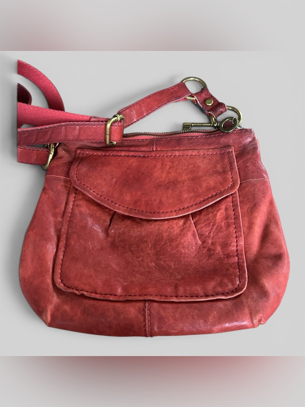 Fossil  long live vintage keeper bag burnt orange red crossbody western boho